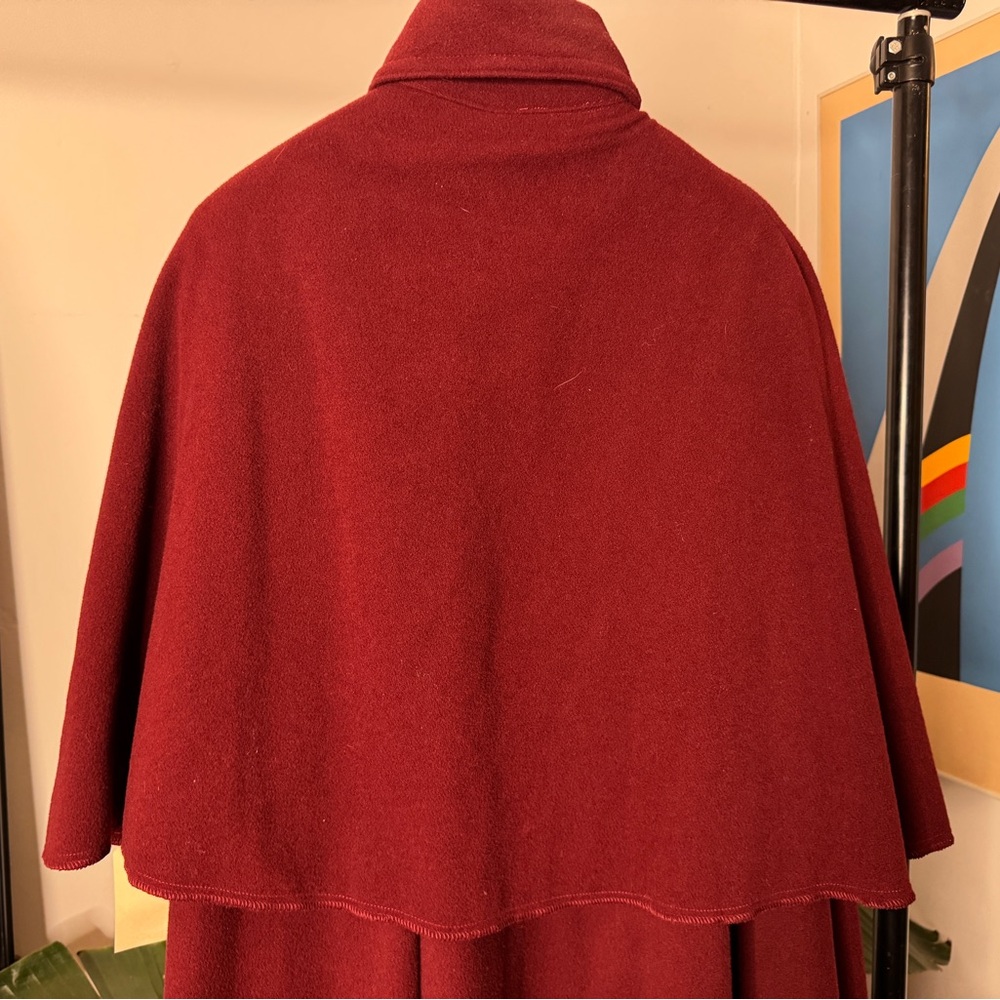 Vintage Victorian Ox Blood Maroon Wool Cloak - Picture 9 of 12